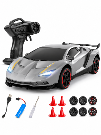 Scale High-Speed RC Racing Car – 4WD Remote Control Drift Car with Extra Tires & Accessories