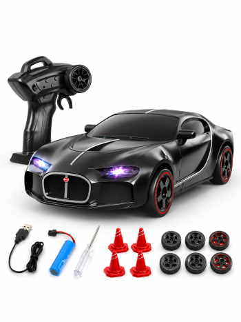 RC Drift Racing Car 4WD High-Speed Remote Control Sports Car Toy with LED Lights & Dual Tire Sets